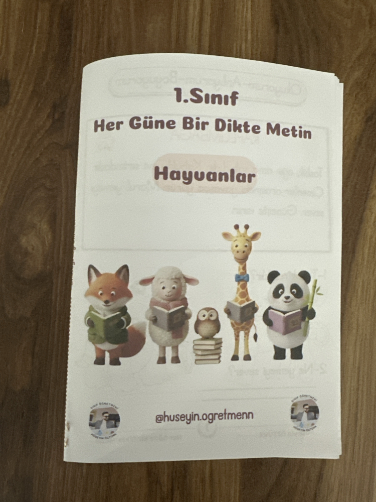 Hayvanlar-Her Güne Bir Dikte Metin 1. Sınıf
