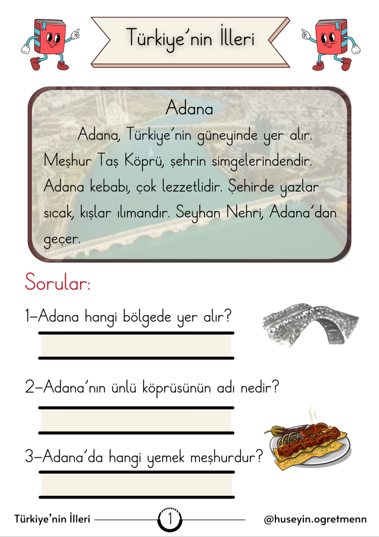 Türkiye’nin İlleri( Her Güne Bir Dikte Metin)