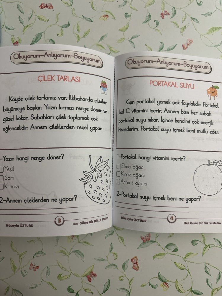 Meyveler-Sebzeler Her Güne Bir Dikte Metin 1. Sınıflar