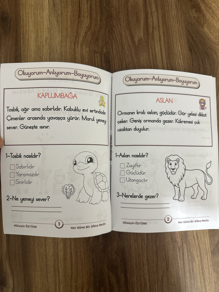Hayvanlar-Her Güne Bir Dikte Metin 1. Sınıf