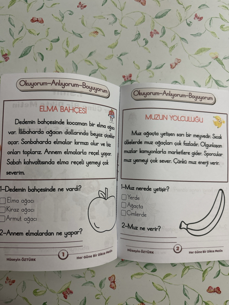 Meyveler-Sebzeler Her Güne Bir Dikte Metin 1. Sınıflar