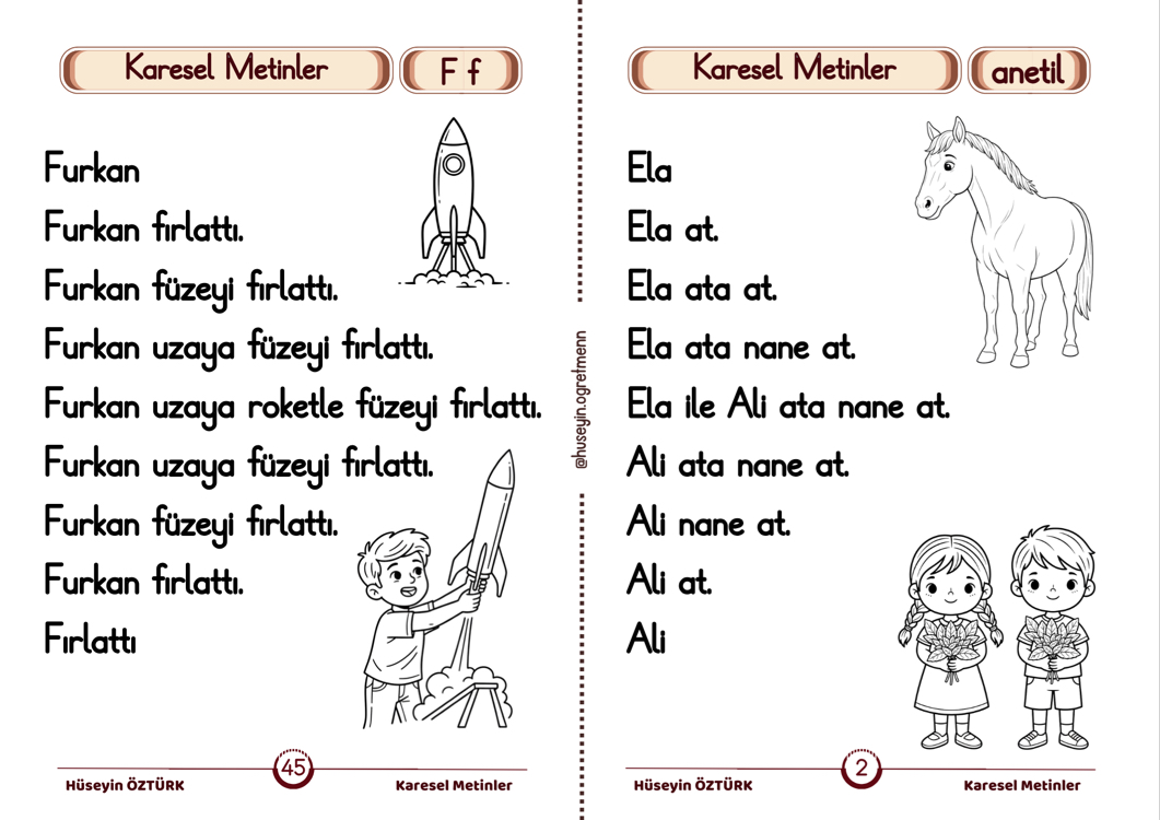 1.Sınıf Karesel Metinler Kitapçığı