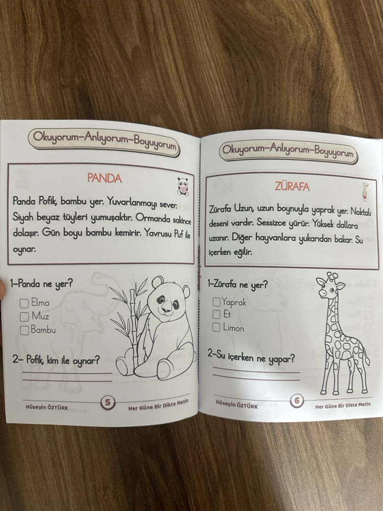 Hayvanlar-Her Güne Bir Dikte Metin 1. Sınıf
