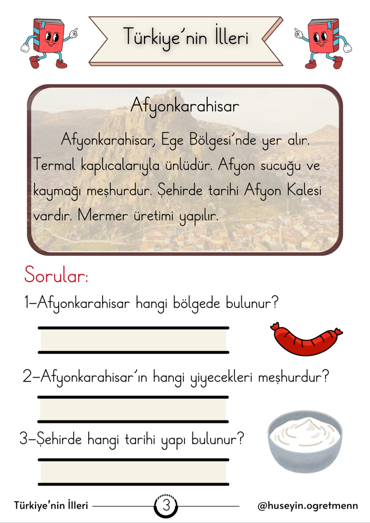 Türkiye’nin İlleri( Her Güne Bir Dikte Metin)