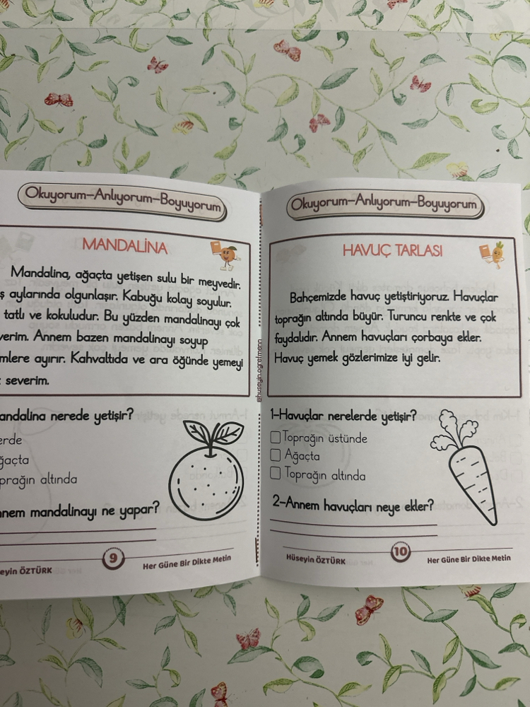 Meyveler-Sebzeler Her Güne Bir Dikte Metin 1. Sınıflar