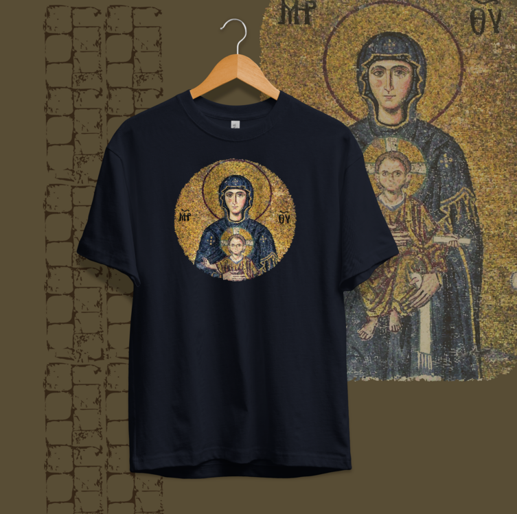 Ayasofya Çocuk İsa ve Meryem Freskosu Unisex Oversize Tişört