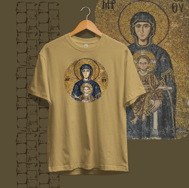 Ayasofya Çocuk İsa ve Meryem Freskosu Unisex Oversize Tişört