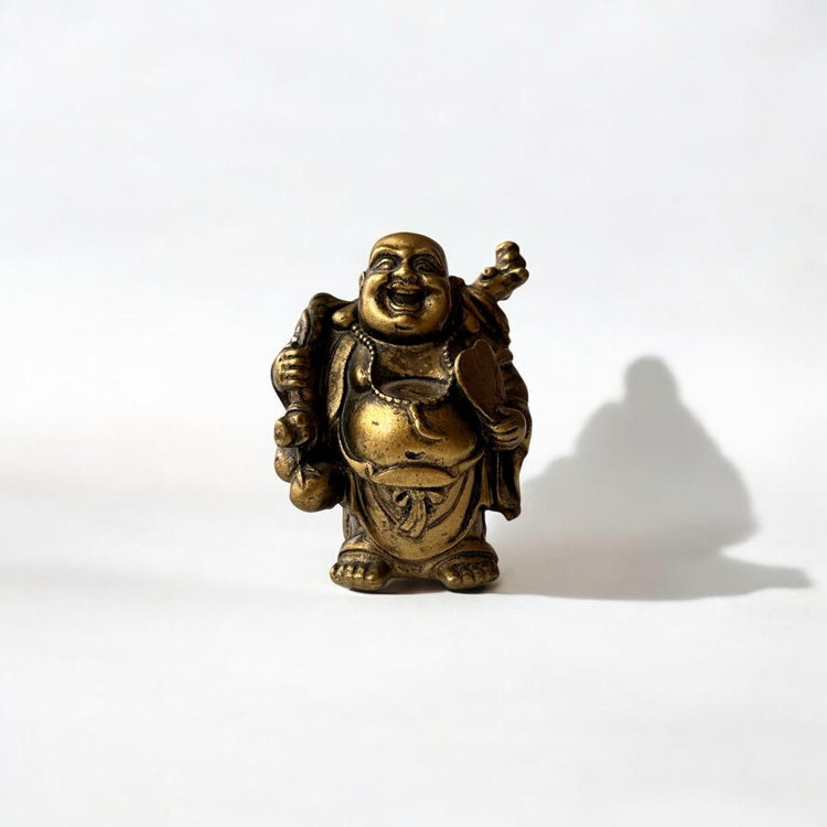 Vintage pirinç görünümlü Laughing Buddha