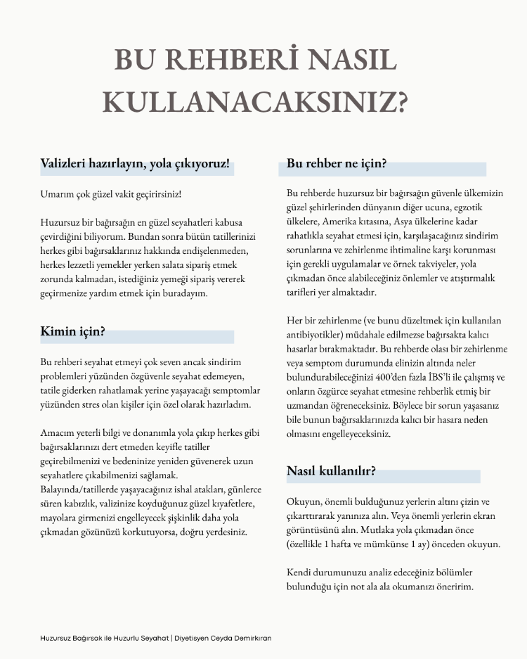 HUZURSUZ BAĞIRSAK İLE HUZURLU SEYAHAT