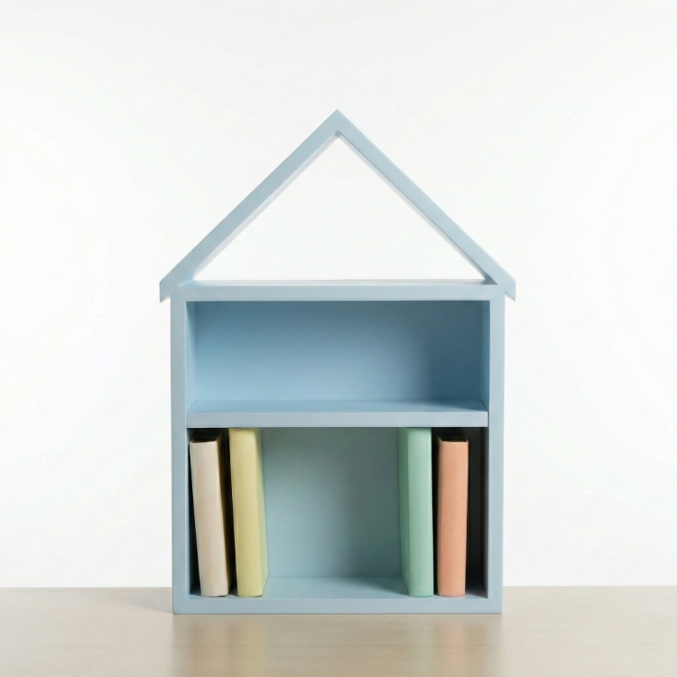 Ev Şeklinde Montessori Çocuk Odası Kitaplığı (70x50 cm)