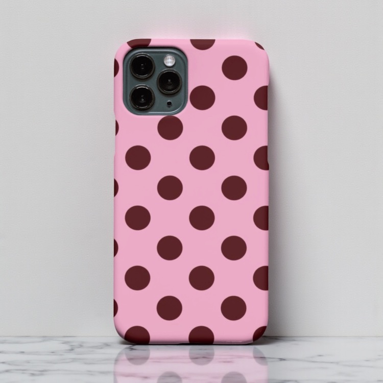 iPhone Uyumlu Pembe Puantiye Tasarımlı Kılıf