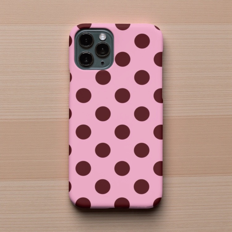 iPhone Uyumlu Pembe Puantiye Tasarımlı Kılıf