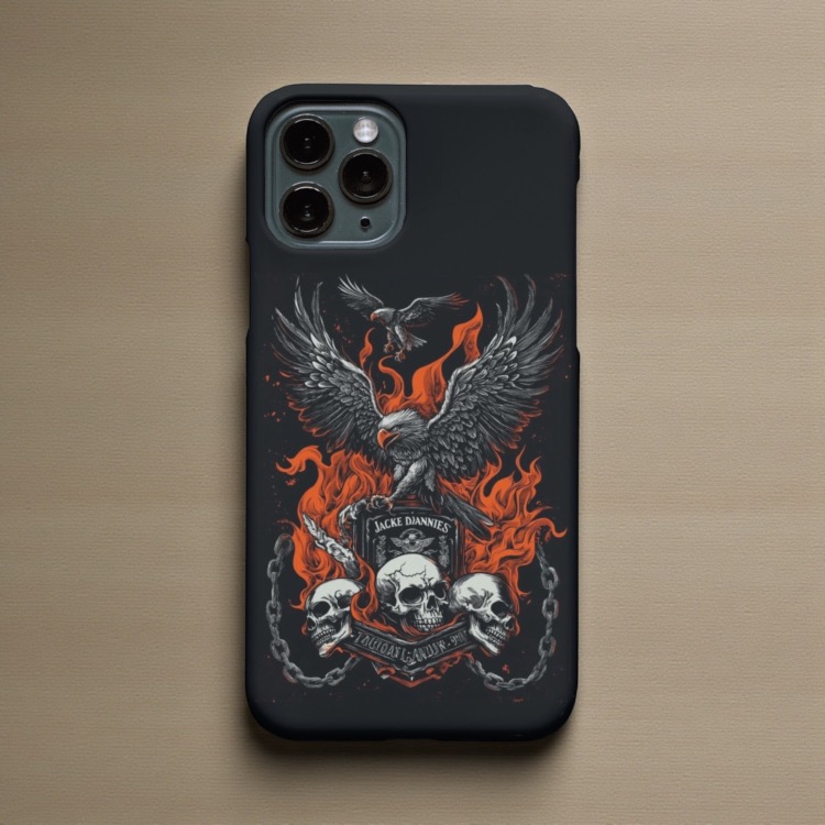 iPhone Uyumlu Kurukafalı Jack Daniels Tasarımlı Kılıf