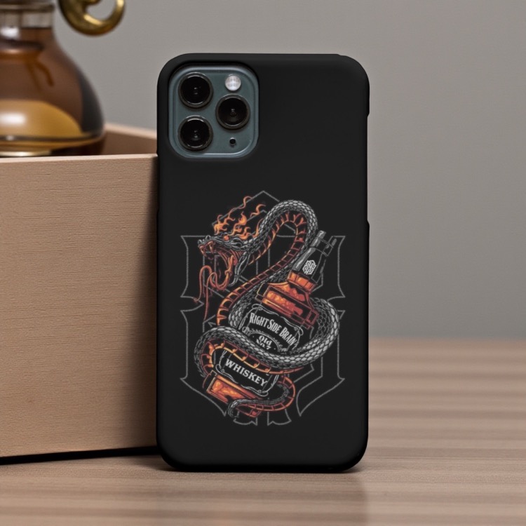iPhone Uyumlu Yılanlı Whiskey Tasarımlı Kılıf
