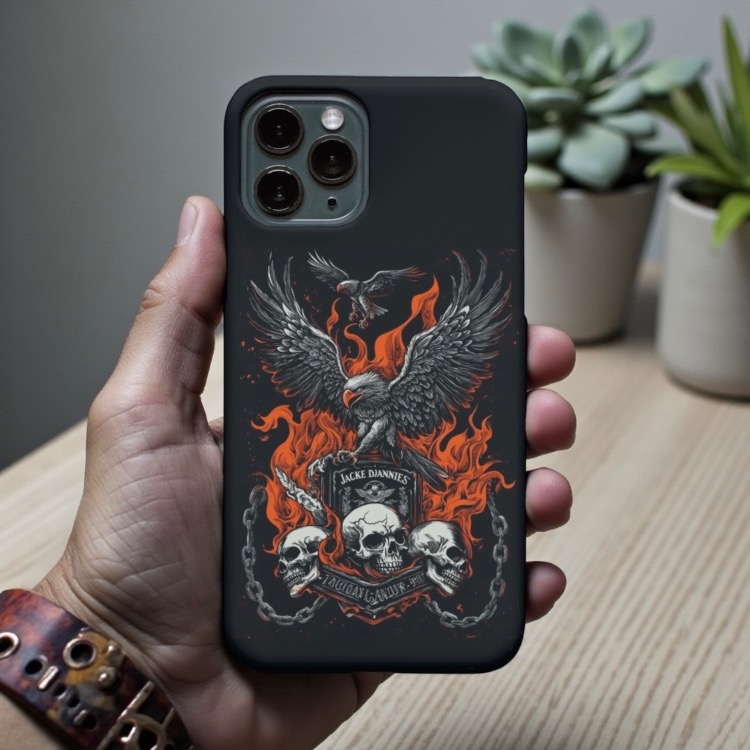 iPhone Uyumlu Kurukafalı Jack Daniels Tasarımlı Kılıf