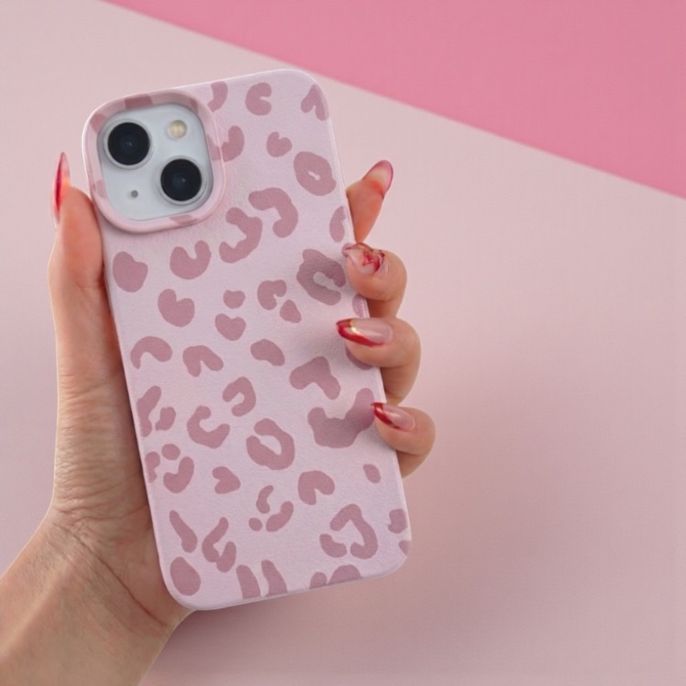 iPhone Uyumlu Pembe Leopar Desenli Kılıf