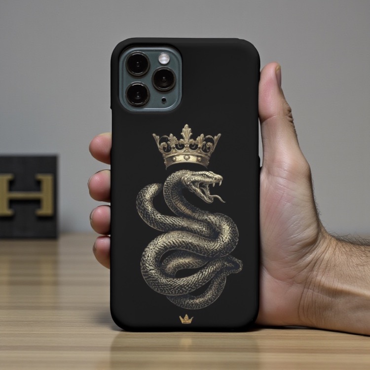iPhone Uyumlu Taçlı Yılan Tasarımlı Kılıf