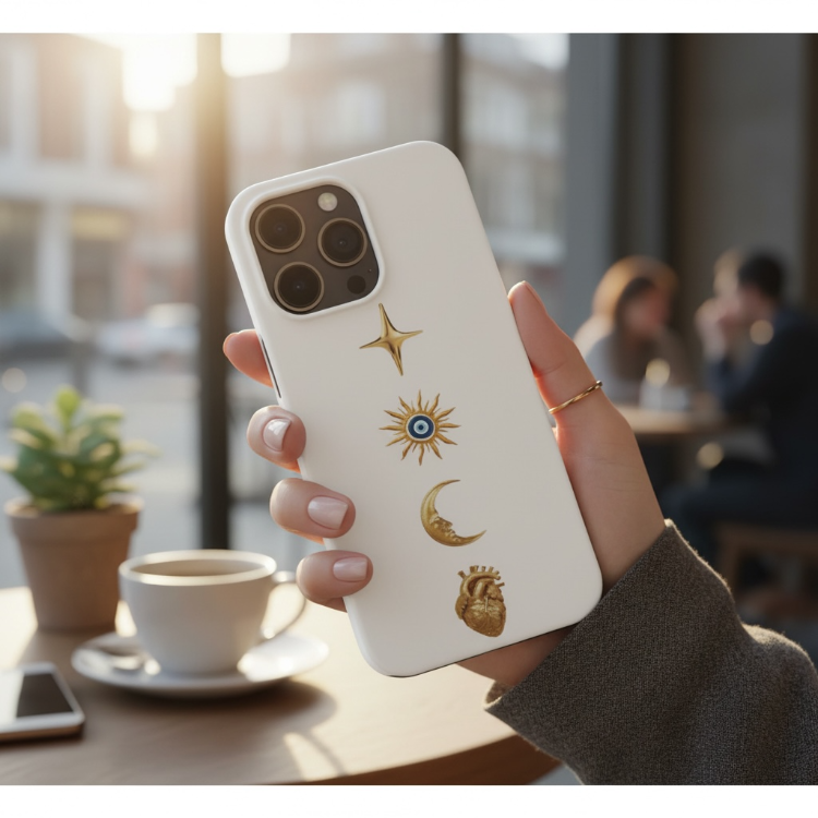 iPhone Uyumlu Altın Semboller Tasarımlı Kılıf