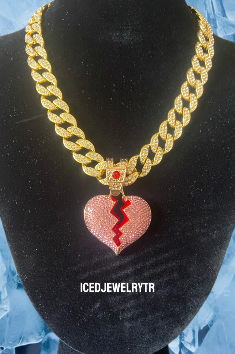 İCED OUT HEART CHAİN GOLD