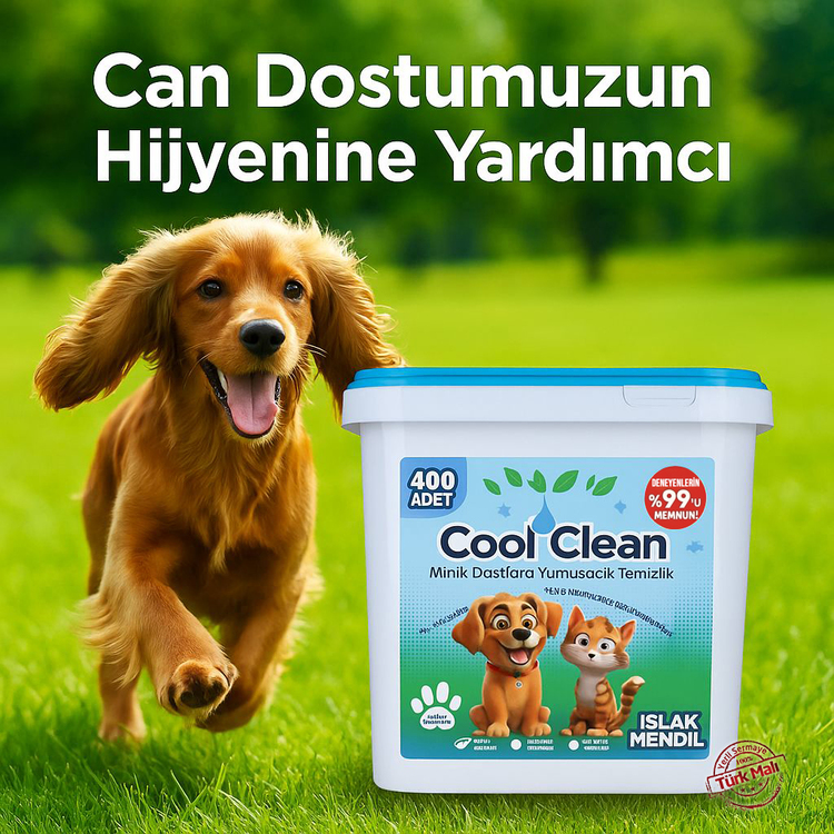 %100 Doğal Evcil Hayvan Temizlik Mendili  - 400'lü Kova Paket