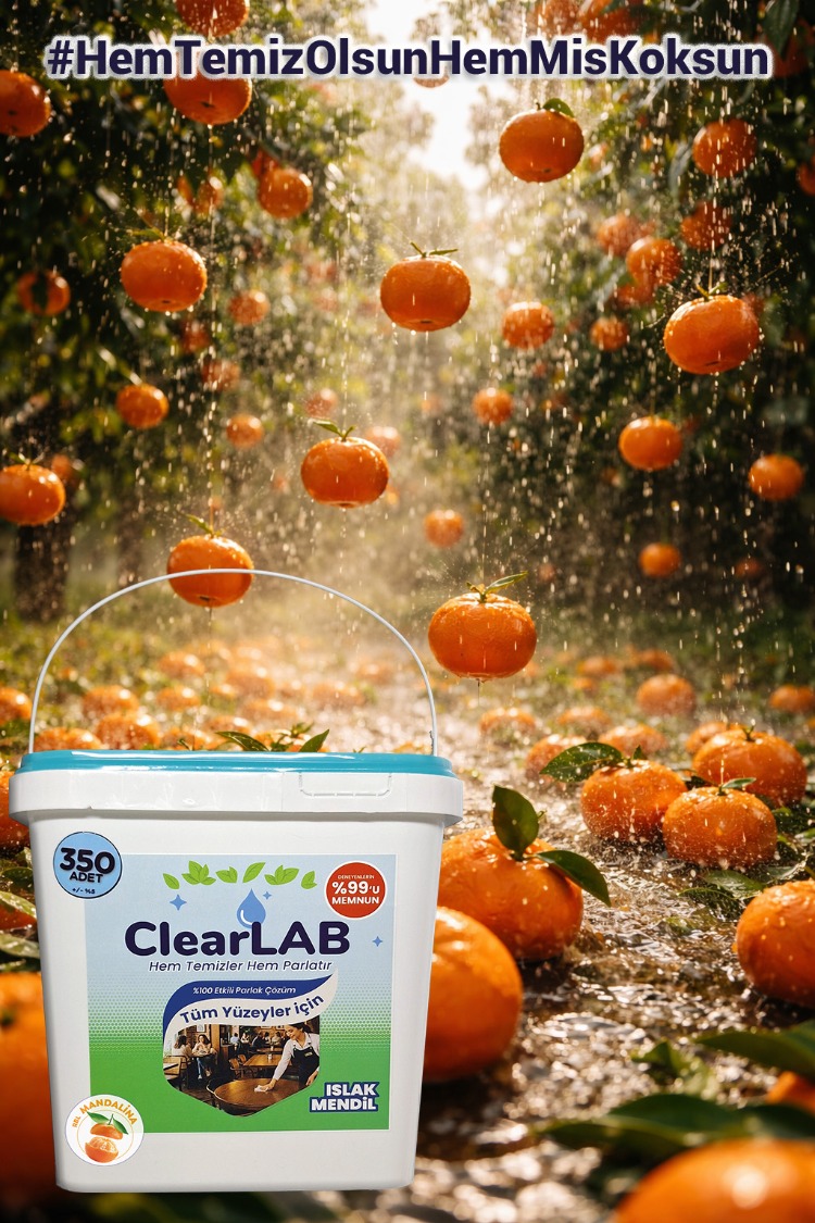 ClearLab – Yüzeyler için Islak Temizlik Mendili / Havlusu– 250’li Kova Ambalaj / Mandalina