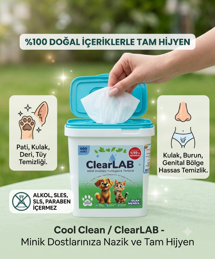 %100 Doğal Evcil Hayvan Temizlik Mendili - 600'lü Kova Paket