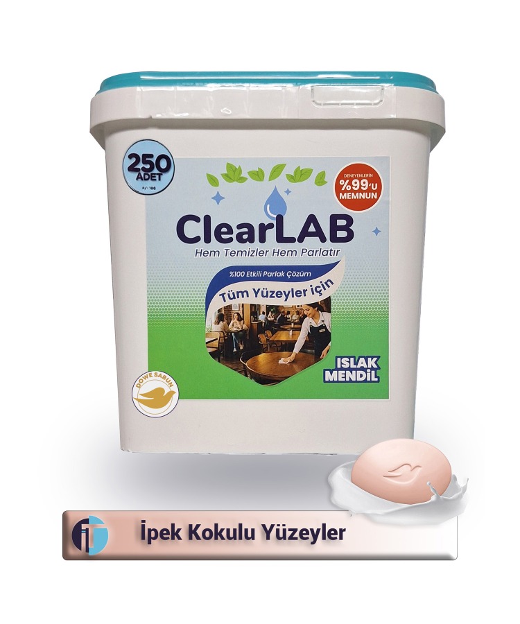 ClearLab – Yüzeyler için Islak Temizlik Mendili / Havlusu – 250’li Kova Ambalaj / Dowe Sabun