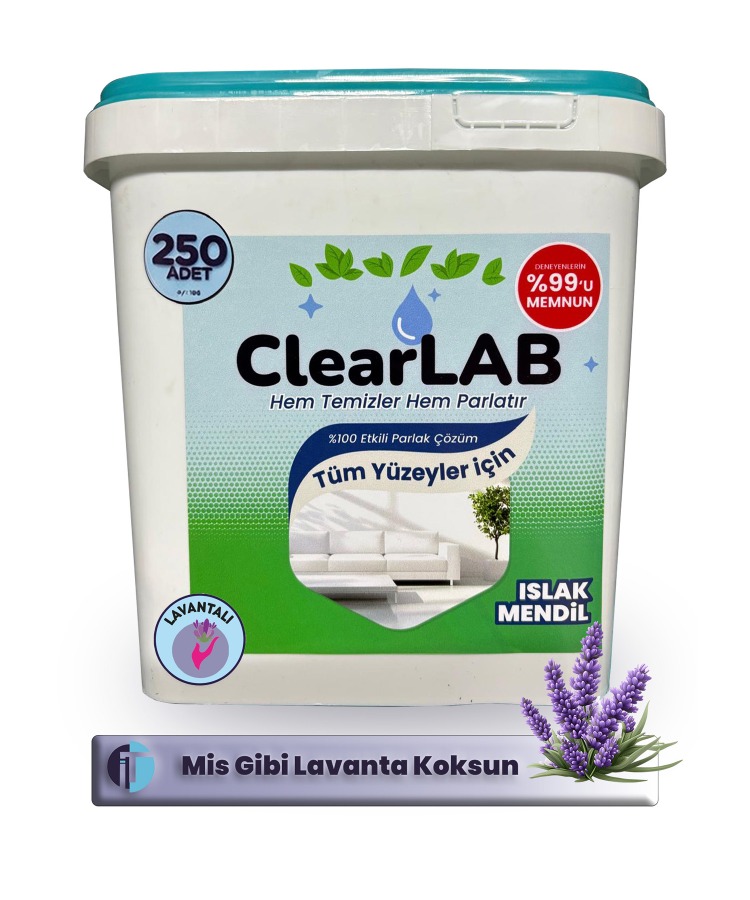 ClearLab - Yüzeyler için Islak Temizlik Mendili / Havlusu – 250’li Kova Ambalaj