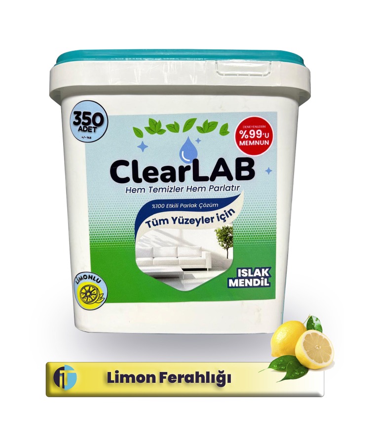 Yüzeyler için Islak Temizlik Mendili / Havlusu – 350’li Kova Ambalaj / Limon Kokulu