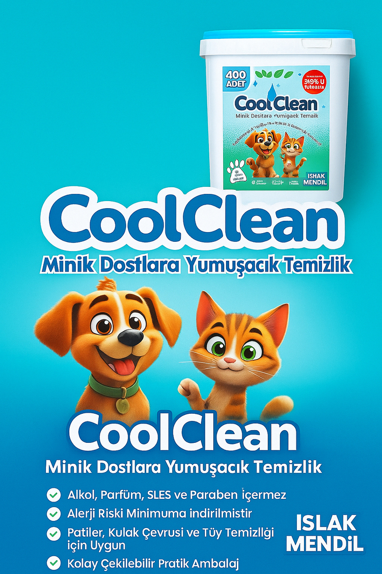 %100 Doğal Evcil Hayvan Temizlik Mendili  - 600'lü Kova Paket