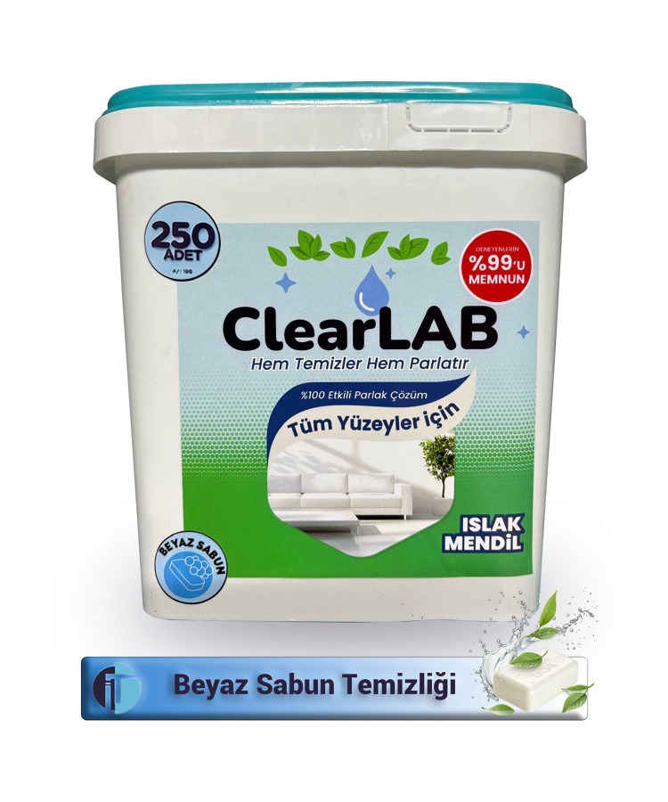 ClearLab - Yüzeyler için Islak Temizlik Mendili / Havlusu – 250’li Kova Ambalaj