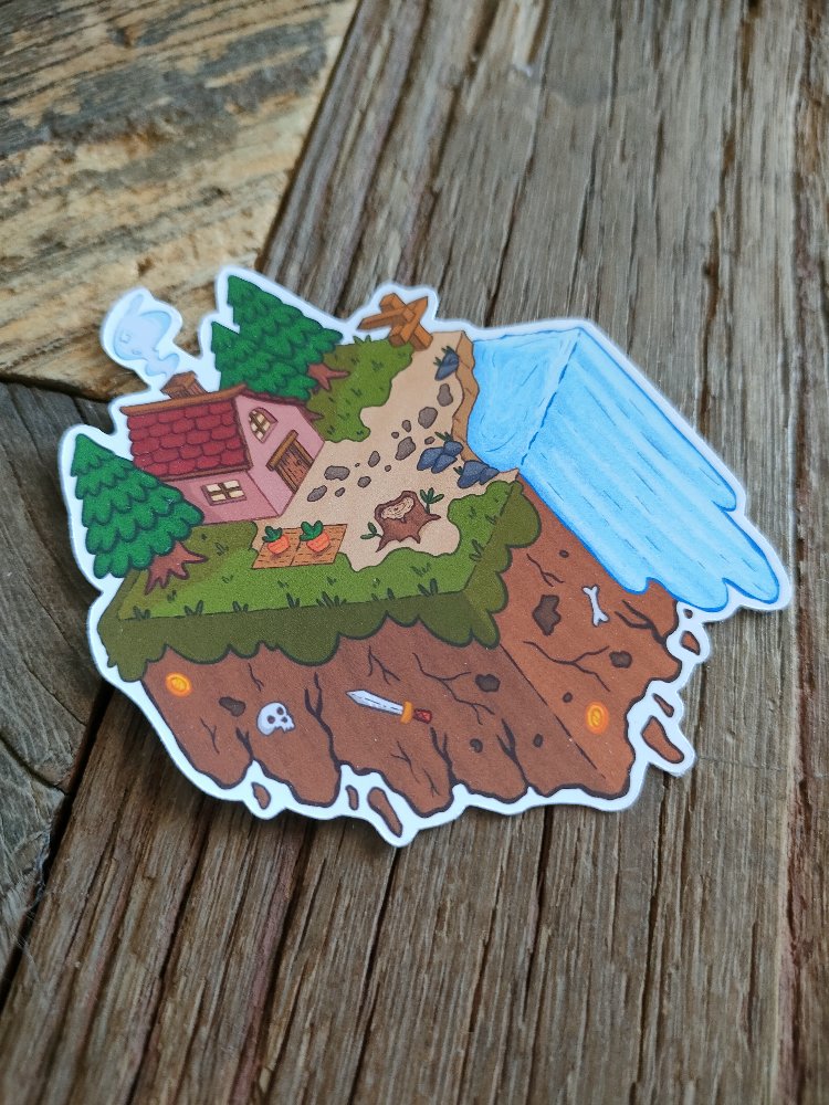 Isometric Land tekli sticker