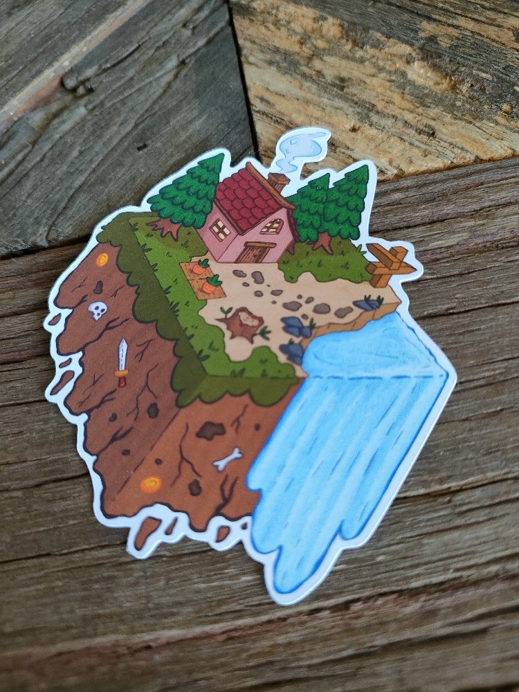 Isometric Land tekli sticker