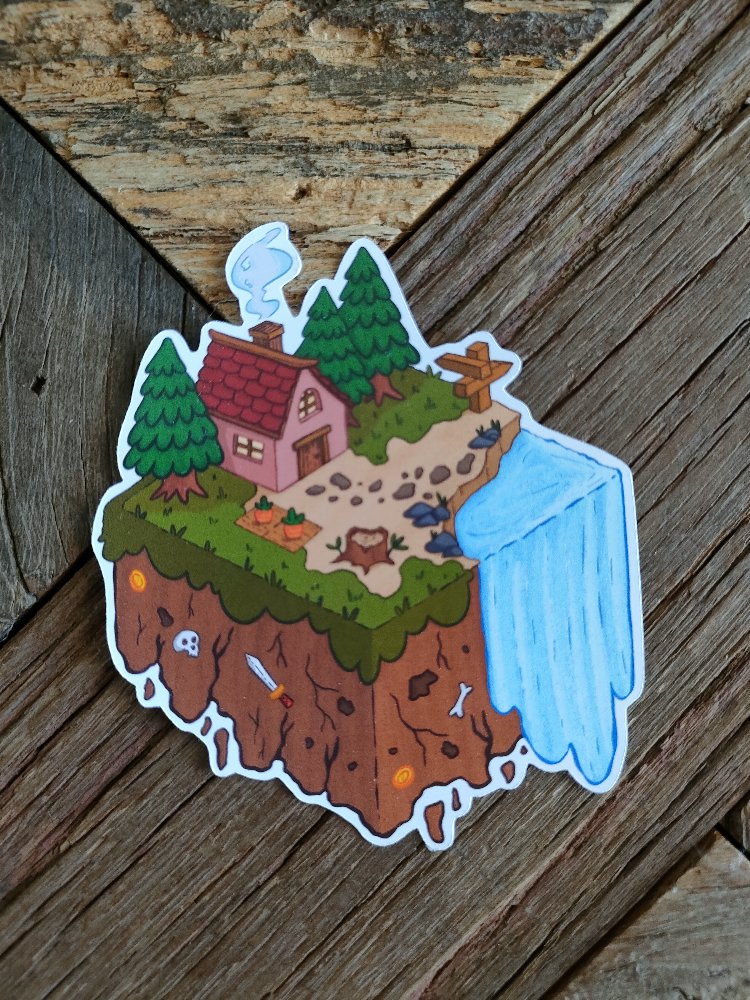 Isometric Land tekli sticker