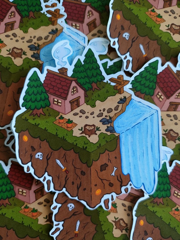 Isometric Land tekli sticker