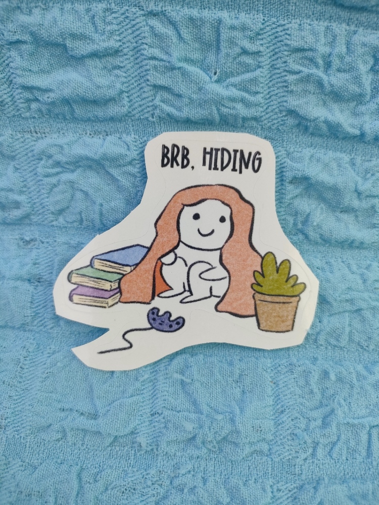 "Brb, Hiding" Tekli Sticker