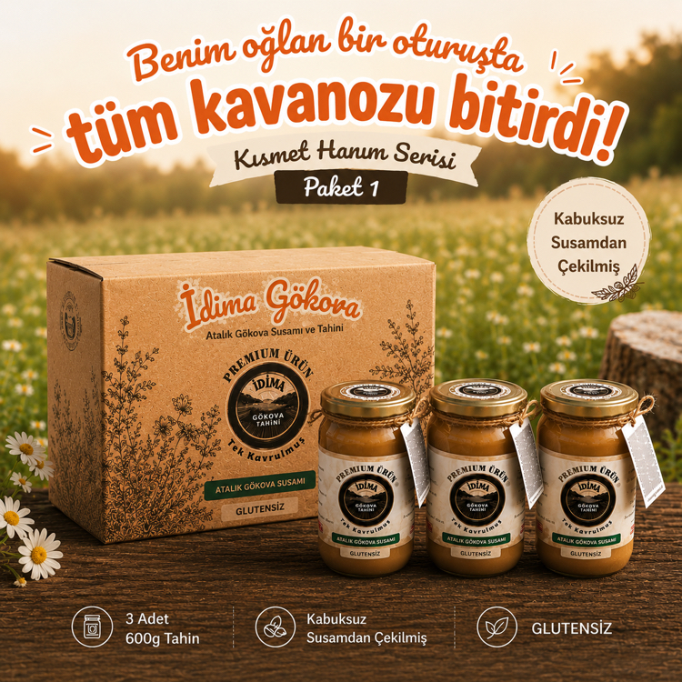 Üçlü-3 adet Kabuksuz Tahin(600g) Tek Kavrulmuş