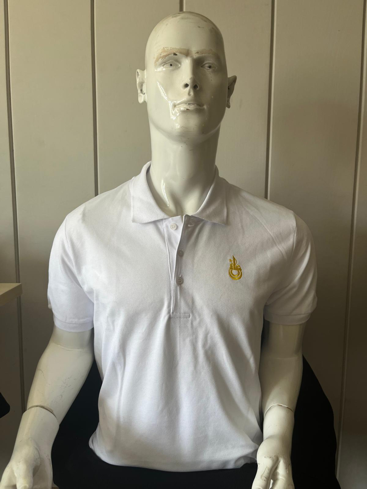 Beyaz Polo Tshirt - Sarı Logo Nakışlı