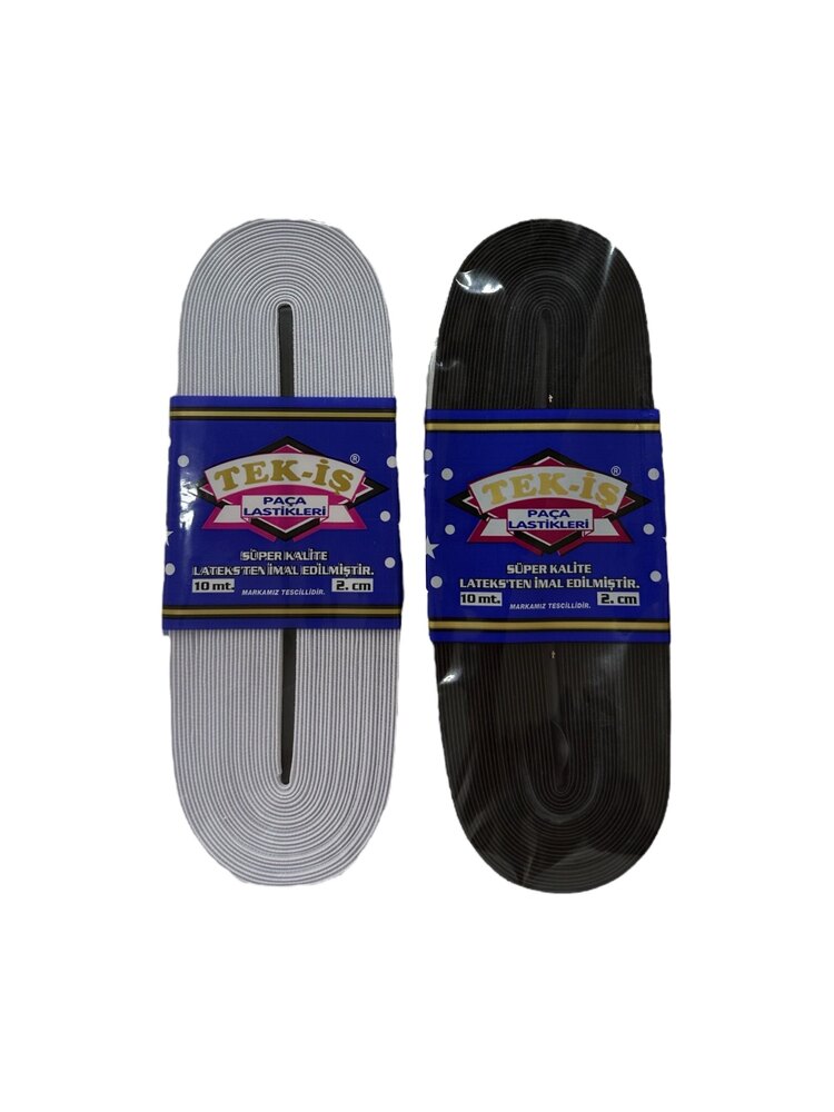 2CM TEK-İŞ 1. KALİTE DOKUMA LASTİK SİYAH - BEYAZ ( 10 METRE )