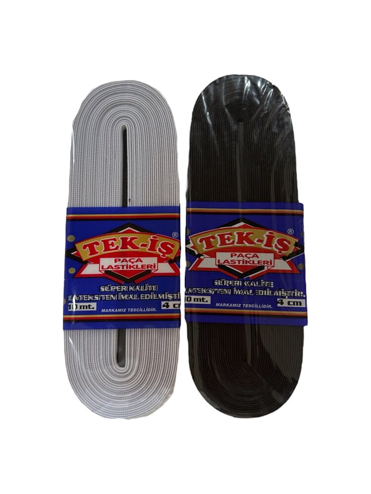 4CM TEK-İŞ 1. KALİTE DOKUMA LASTİK SİYAH - BEYAZ ( 10 METRE )