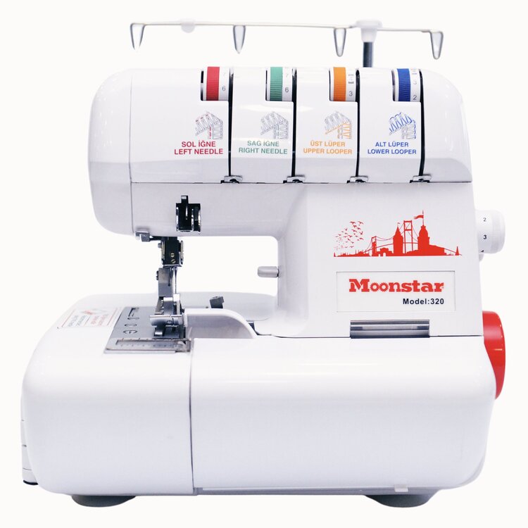 MOONSTAR Ev Tipi Overlok Dikiş Makinesi 3-4 İplik / Model 320 ( ÇÖP KUTUSU HEDİYELİ )