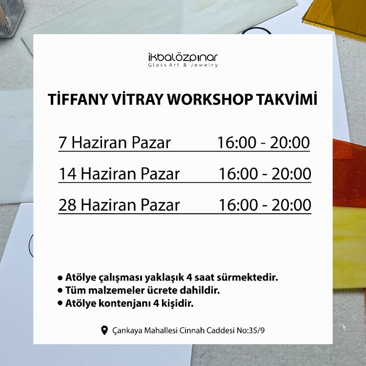 Günübirlik Tiffany Tekniğinde Vitray Atölyesi
