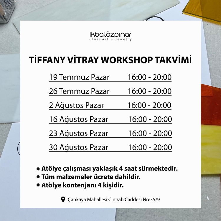 Günübirlik Tiffany Tekniğinde Vitray Atölyesi
