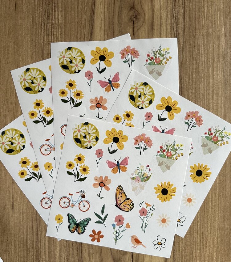 Çiçek Temalı Karışık Sticker Set 