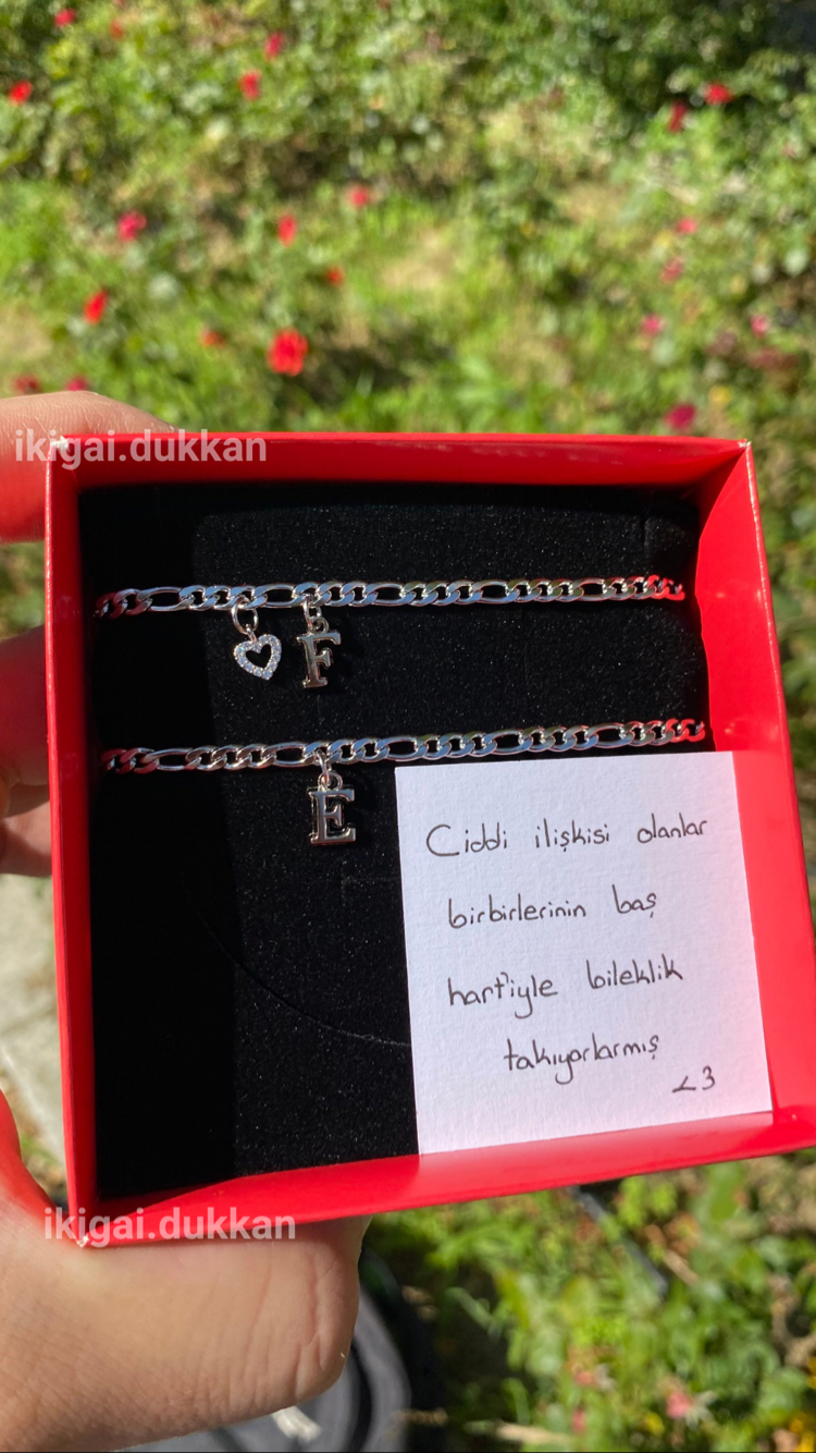 2'li Set Harfli Çelik Ikigai Bilekliği (SÜRPRİZ ÇELİK TAKI HEDİYE)