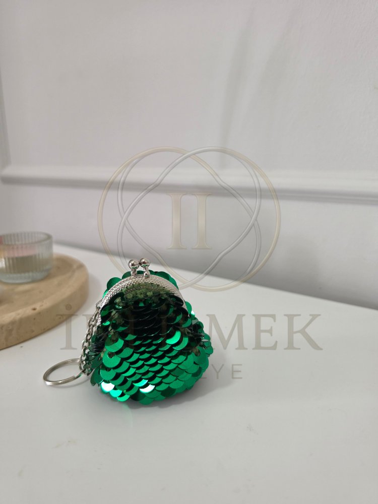 Vintage Klipsli Pullu Şık Mini Cüzdan | Çanta Süsü