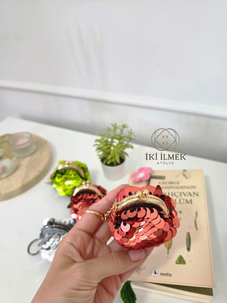 Sıcak Bakır Tonlu Mini Lolipop Anahtarlık Cüzdan | İki İlmek Atölye