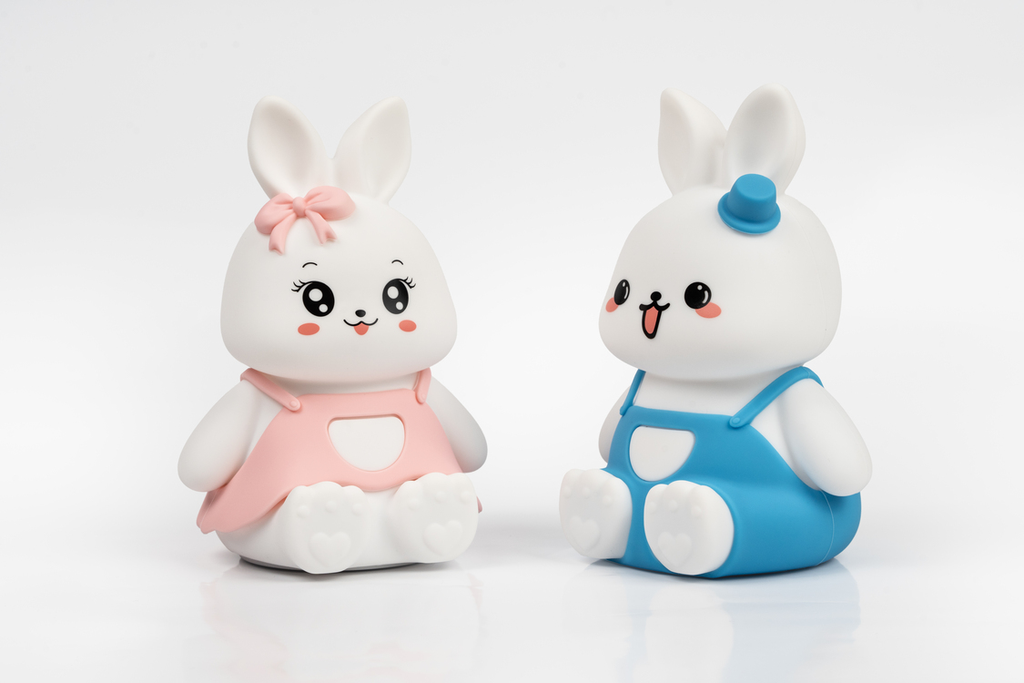 Sevimli Tavşan Şekilli Yumuşak Dokunmatik Çocuk Bebek Odası Oyuncak Gece Lambası ( Pembe)