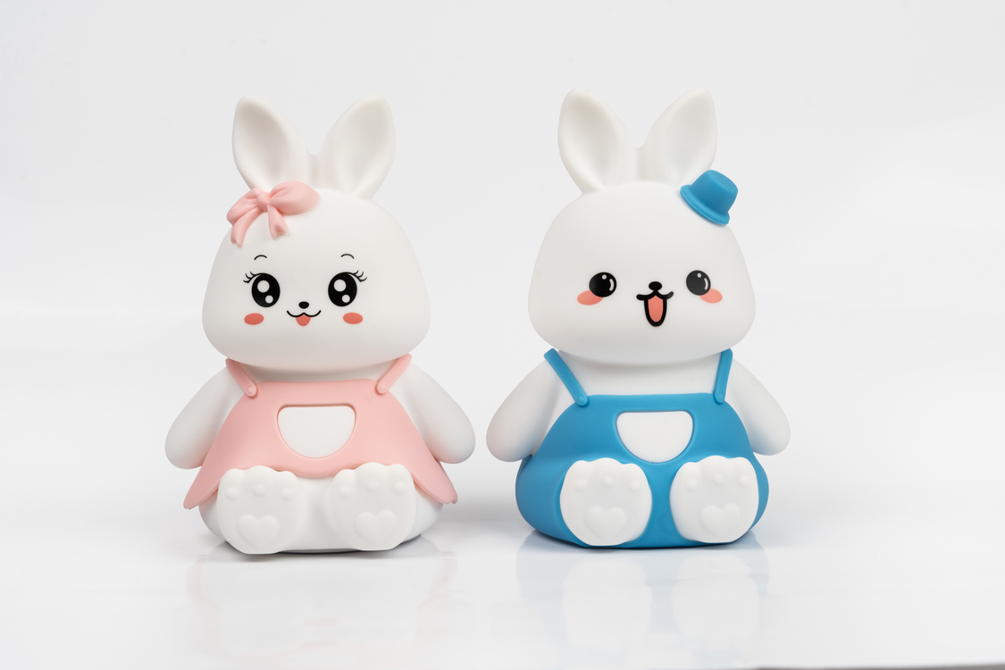  Sevimli Tavşan Şekilli Yumuşak Dokunmatik Çocuk Bebek Odası Oyuncak Gece Lambası ( Pembe)