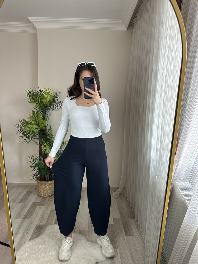 FUL LİKRALI BEL LASTİKLİ BALON PANTOLON